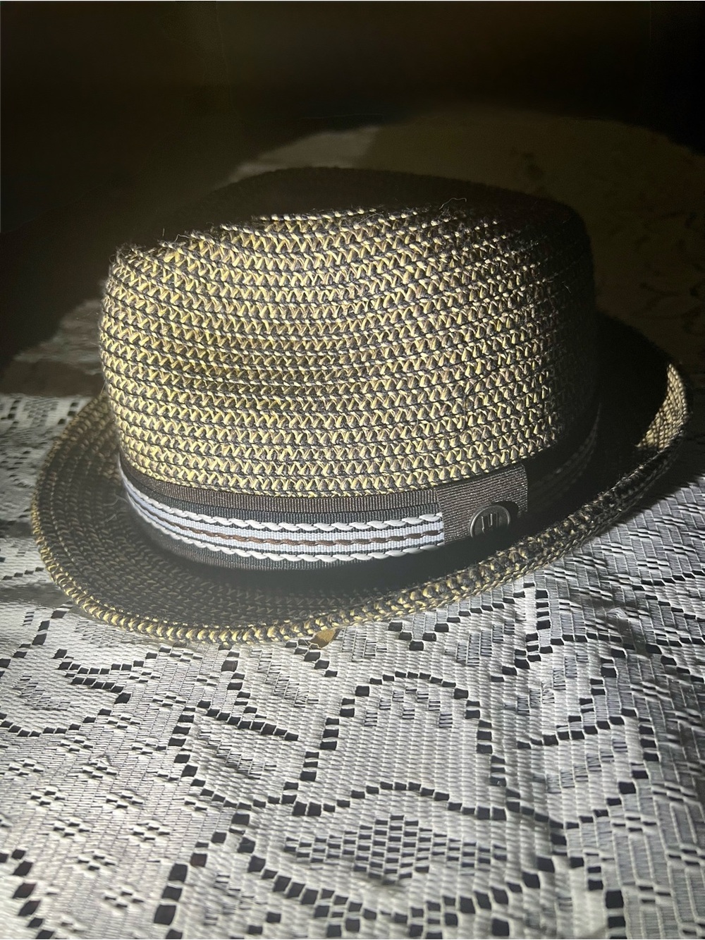 Men's Hats in the Belfry “ Luz-The Goods “ Straw Trilby Fedora Size Medium